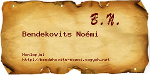 Bendekovits Noémi névjegykártya