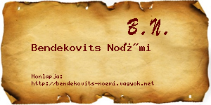 Bendekovits Noémi névjegykártya